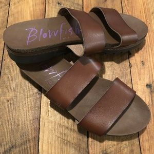Blowfish Malibu Sz 7.5  Brown Two Straps Women